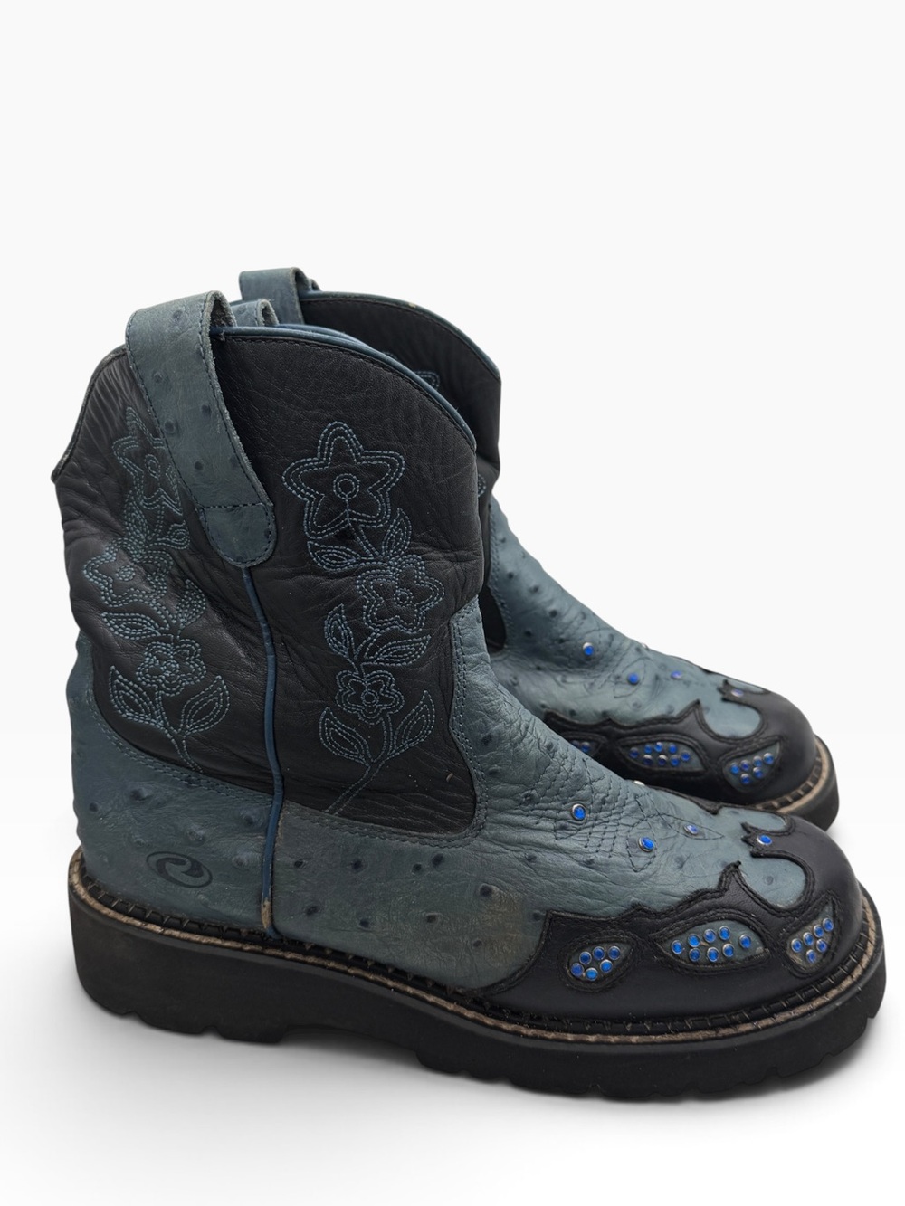 Roper Blue and Black Western Ankle Boots - Size 8